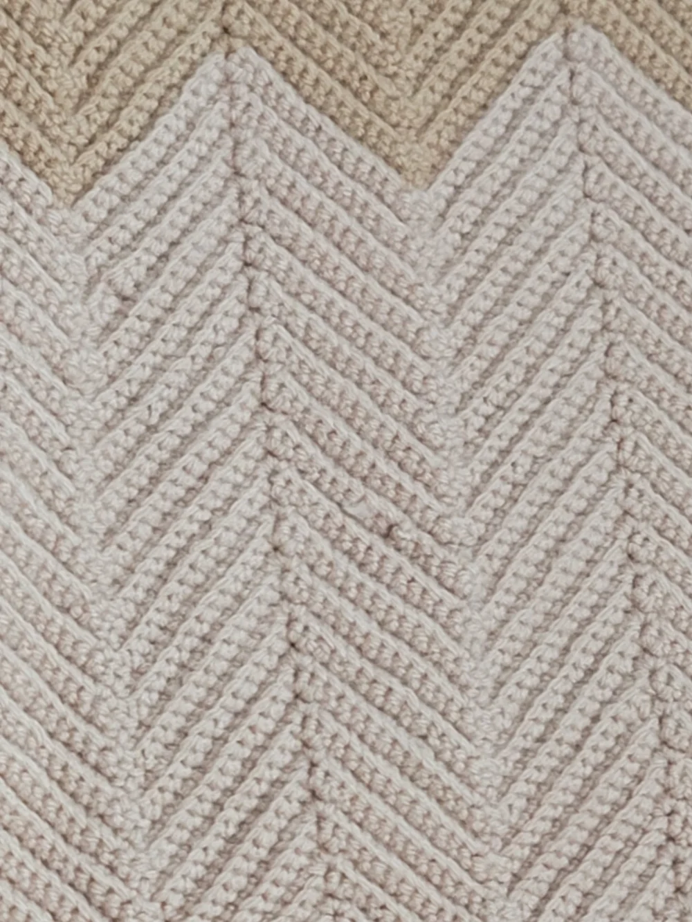 Vintage Handmade Crochet Chevron Ripple Brown And Tan Afghan Blanket 66 x 45